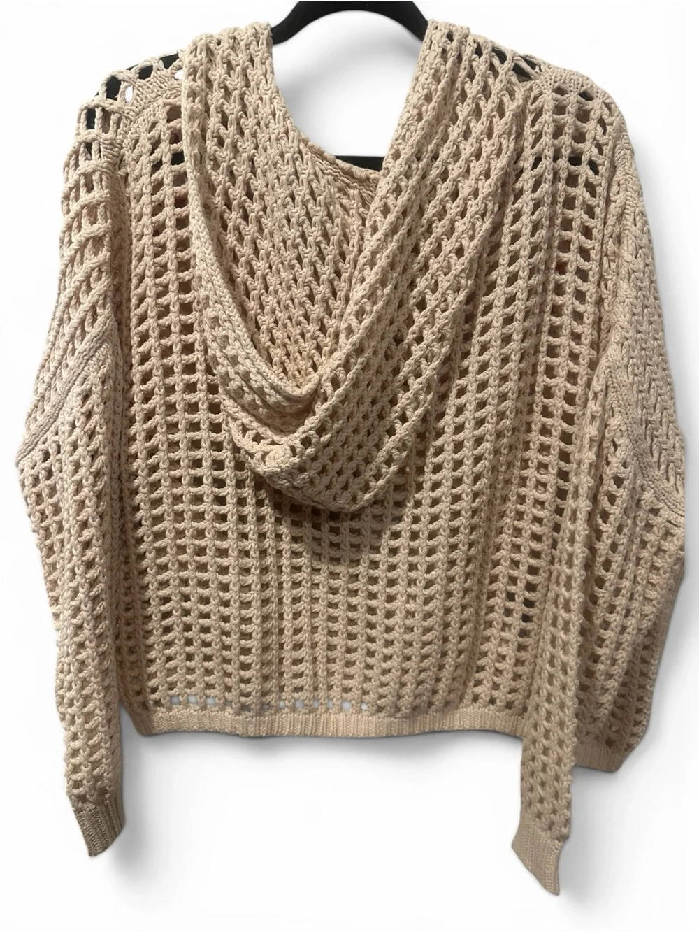 Boho Crochet Flower Open-Knit Sweater - Cream with Multi-Color Flowers-OS